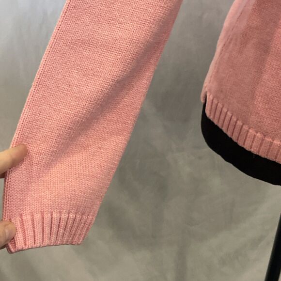 Vintage Y2K 00s Women's LL Bean Sweater Size M Pink Heavy Thick Cotton Knit - Picture 4 of 7
